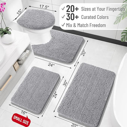 OLANLY Large Bathroom Rugs 40x32, Extra Soft Absorbent Chenille Bath Rugs, Rubber Backing Quick Dry, Machine Washable Bath Mats for Bathroom Floor, Tub and Shower, Home Decor Accessories, Grey