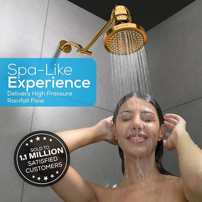 SparkPod Rain Shower Head, 6 Inch Round | High Pressure Shower Heads, 90 Nozzle (Touch-to-Clean), Adjustable Showerhead, No-tool Universal Connection