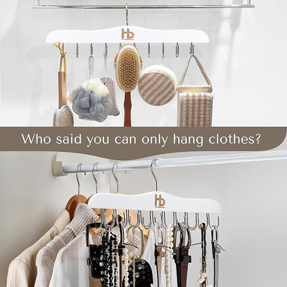 Large Bra Hanger and Bra Organizer for Closet – Tank Top Hanger Space Saving for House, Dorm, Apartment - Foldable Wooden for Closet Organizer– with 20 Hook - Lotus Wood, White, 1 Pack