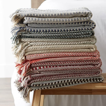 DII Braided Striped Decorative Throw Blanket, 50x60, Dark Brown