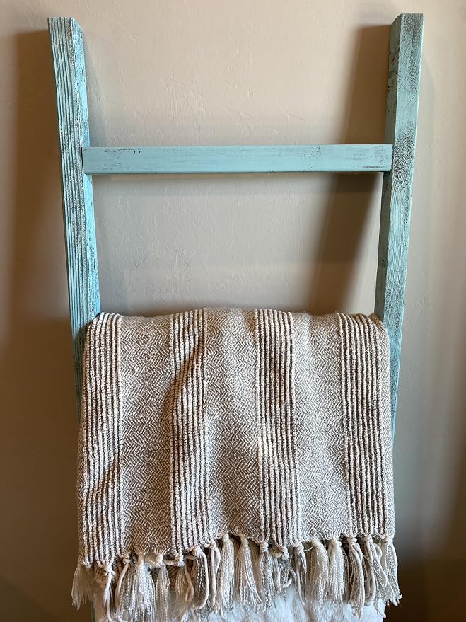 BARNWOODUSA Rustic Farmhouse Decorative Ladder - Our 6 ft Ladder can be Mounted Horizontally or Vertically and is Crafted from Upcycled Wood No Assembly Required Robins Egg Blue