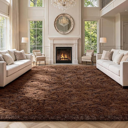 10X14 Large Area Rugs for Living Room Bedroom,Big Shag Rug for Bedroom Dorm,Soft Fluffy Indoor Carpet Plush Rugs for Living Room Home Decor,Brown