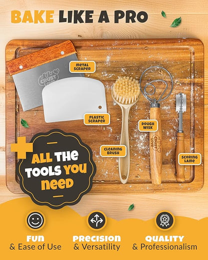 Loaf Pan for Bread Baking - incl. Sourdough Bread-Baking Supplies like Banneton Bread-Proofing Basket - 2QT Enameled Oval Cast Iron Dutch Oven, Bread-Oven, Sour Dough Bread-Banking-Pan Tools