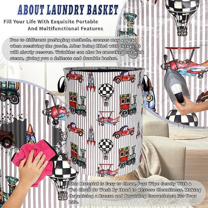 Personalize Cars Printed Laundry Basket Oxford Cloth Foldable Funny Laundry Hamper With Handle Portable Clothes Storage Organizer Basket 18.9x16.5Inch Laundry Bag For Laundry Room/Bedroom/Bathroom