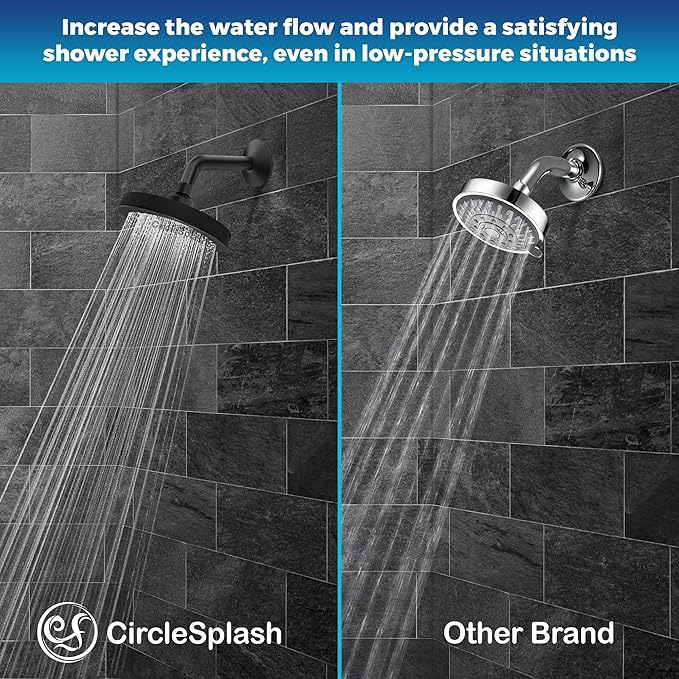 High Pressure Shower Head - Anti-Clogging Silicone Nozzles 2.5 GPM Removable Restrictor - Easy to Clean and Install - Includes Plumbers Tape - 6 inch - (Oil Rubbed Bronze 2.5GPM)