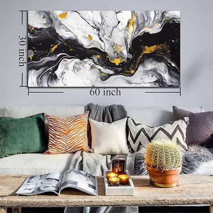 Alsingbago Large Abstract Canvas Wall Art for Living Room Bedroom Black and White Picture Ink and Wash Style Prints for Home Office Decoration Size 30x60 Ready to Hang