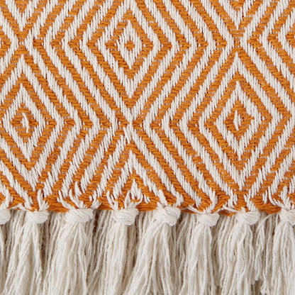 DII Diamond Throw Collection Woven Cotton, 50x60, Pumpkin Spice (Pack of 2)