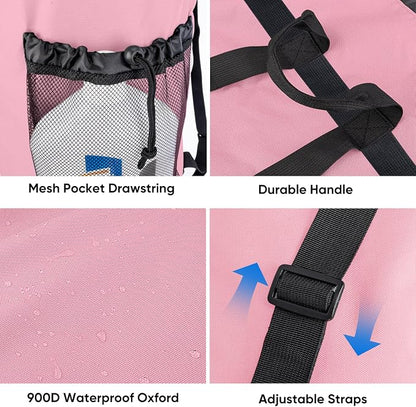 BALEINE 150L Laundry Bag Backpack, 900D Oxford Fabric Large Travel Laundry Bags with Shoulder Straps and 2 Mesh Pockets for College Dorm, Apartment, Laundromat (Pink, 150L)