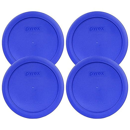 Pyrex 7201-PC Round 4 Cup Cadet Blue Plastic Storage Lid, Made in USA - 4 Pack