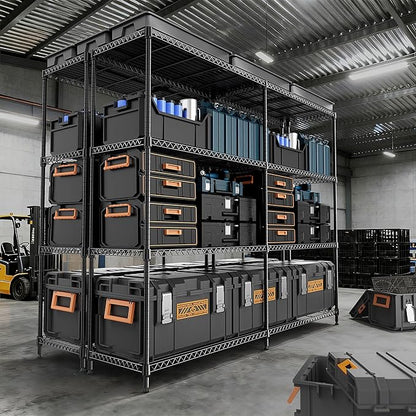 M MZG 4 Tiers Storage Shelves Load 1200LBS, Metal Shelving Wire Metal Shelving Unit Shelves for Storage Adjustable Garage Shelving for Pantry Kitchen Garage Black 15.8" D x 33.5" W x 59.5" H