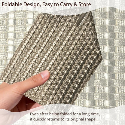 Tissue Box Cover 2-Pack, Square Tissue Holder with Bottom Belt, Modern Tissue Case Facial Paper Organizer Dispenser for Bathroom, Office, Home, Table, Car, Woven Pattern Golden