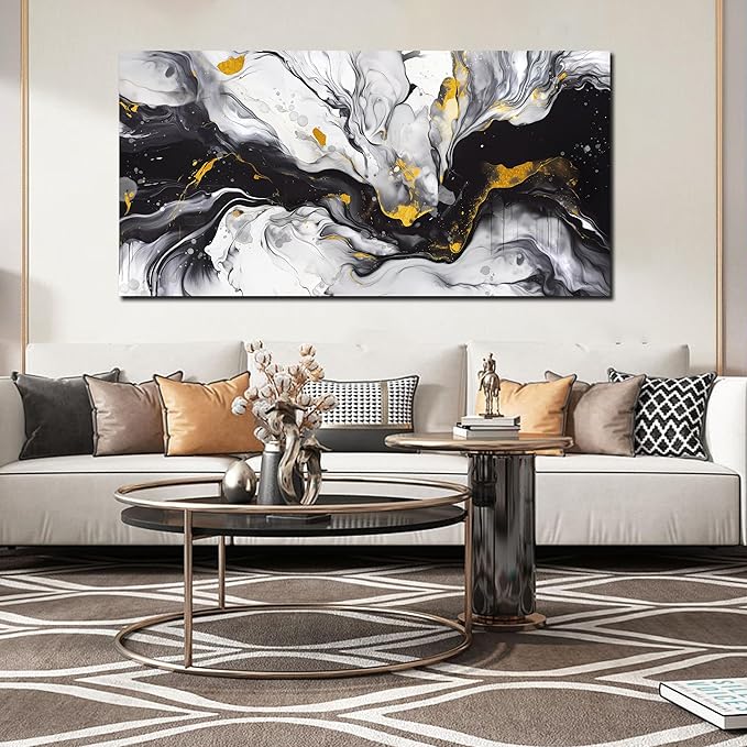 Alsingbago Large Abstract Canvas Wall Art for Living Room Bedroom Black and White Picture Ink and Wash Style Prints for Home Office Decoration Size 30x60 Ready to Hang