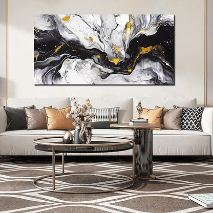 Alsingbago Large Abstract Canvas Wall Art for Living Room Bedroom Black and White Picture Ink and Wash Style Prints for Home Office Decoration Size 30x60 Ready to Hang