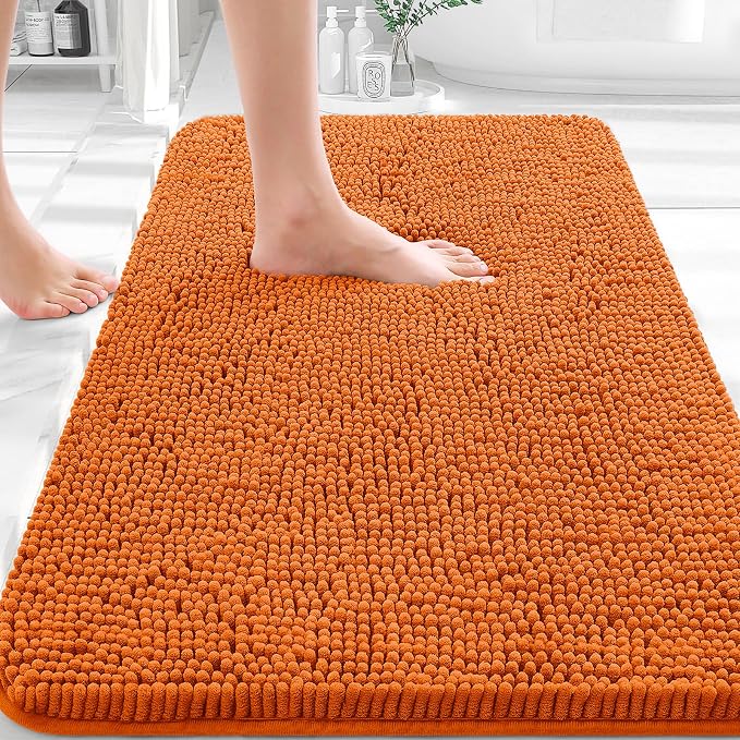 OLANLY Bathroom Rugs 32x20, Extra Soft Absorbent Chenille Bath Rugs, Rubber Backing Quick Dry, Machine Washable Bath Mats for Bathroom Floor, Tub and Shower, Home Decor Accessories, Clay