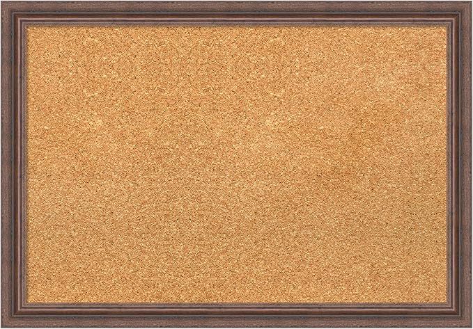 Amanti Art Natural Cork Board for Wall, 18x26 Vision Board with Brown Wood Frame, Medium Corkboard Office Decor for Home Organization, Rustic Farmhouse Corkboard Pinboard to display items for home