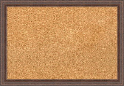Amanti Art Natural Cork Board for Wall, 18x26 Vision Board with Brown Wood Frame, Medium Corkboard Office Decor for Home Organization, Rustic Farmhouse Corkboard Pinboard to display items for home