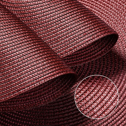FunWheat Round Braided Placemats Set of 6 Table Mats for Dining Tables Woven Washable Non-Slip Place mats 15 inch(Burgundy, 6pcs)