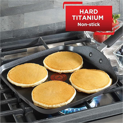 T-Fal Ultimate Hard Anodized Nonstick Griddle 10.25 Inch Oven Broiler Safe 400F Cookware, Pots and Pans, Dishwasher Safe Grey