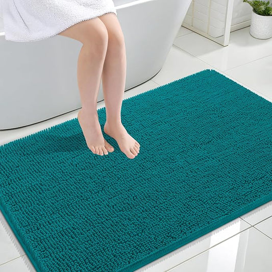 OLANLY Large Bathroom Rugs 44x32, Extra Soft Absorbent Chenille Bath Rugs, Rubber Backing Quick Dry, Machine Washable Bath Mats for Bathroom Floor, Tub and Shower, Home Decor Accessories, Deep Lake
