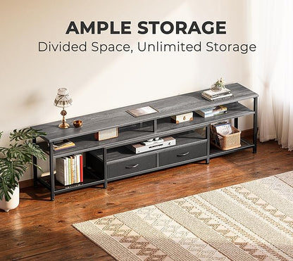 Huuger TV Stand for 75 80 Inch TV, Entertainment Center with Power Outlets and LED Lights, 70.9 Inch TV Console for Living Room, Media Console with Drawers and Shelves, Grey