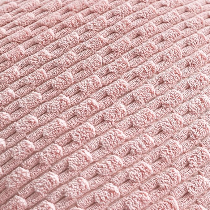 Set of 4 Light Pink Decorative Throw Pillow Covers 24x24 Inch Corduroy Pillow Covers for Bed Couch Sofa Living Room Soft Square Cushion Cases