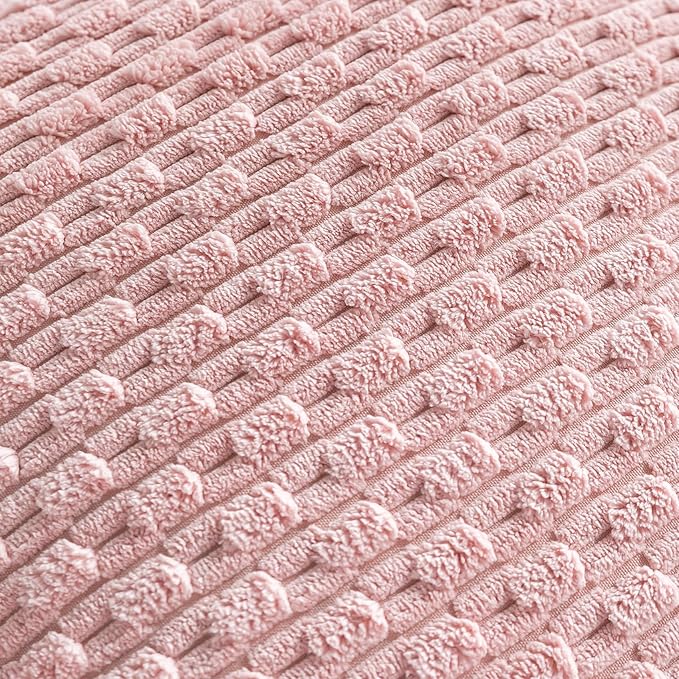 Set of 4 Light Pink Decorative Throw Pillow Covers 26x26 Inch Corduroy Pillow Covers for Bed Couch Sofa Living Room Soft Square Cushion Cases