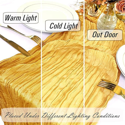 8 Pack Gold Cheesecloth Table Runner 22 x 108 inch Gauze Cheese Cloth Table Runner Bulk for Rustic Wedding Baby Shower Birthday Party Boho Table Decor