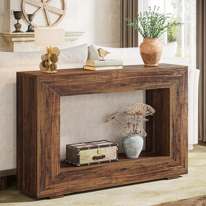 Tribesigns Farmhouse Console Table, 47 Inches Entryway Console Table with Storage, Industrial Hallway Accent Table for Living Room, Entrance