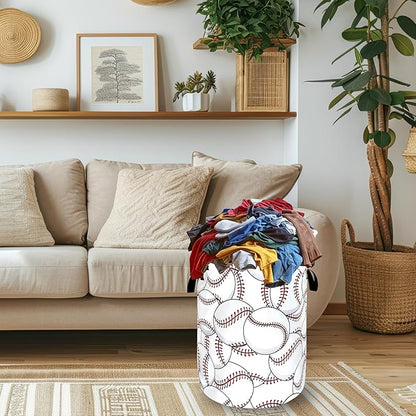 Personalize Baseball Laundry Basket Oxford Cloth Foldable Funny Laundry Hamper With Handle Portable Clothes Storage Organizer Basket 18.9"x16.5" Laundry Bag For Laundry Room/Dormitories/Bedroom