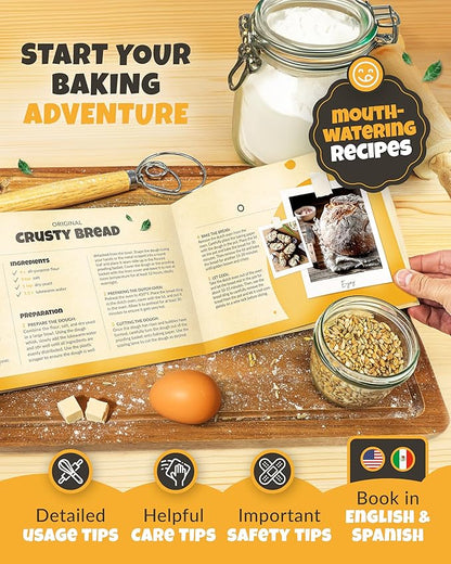 Loaf Pan for Bread Baking - incl. Sourdough Bread-Baking Supplies like Banneton Bread-Proofing Basket - 2QT Enameled Oval Cast Iron Dutch Oven, Bread-Oven, Sour Dough Bread-Banking-Pan Tools