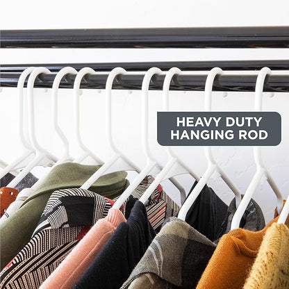 HOLDN’ STORAGE Portable Wardrobe Closet - 65 lb Large Capacity, Internal Heavy Duty Metal Rod, Zipper & Clear Window, Durable Clothes Organizer, Tool-Free Easy Assembly, Dark Gray Canvas Cover