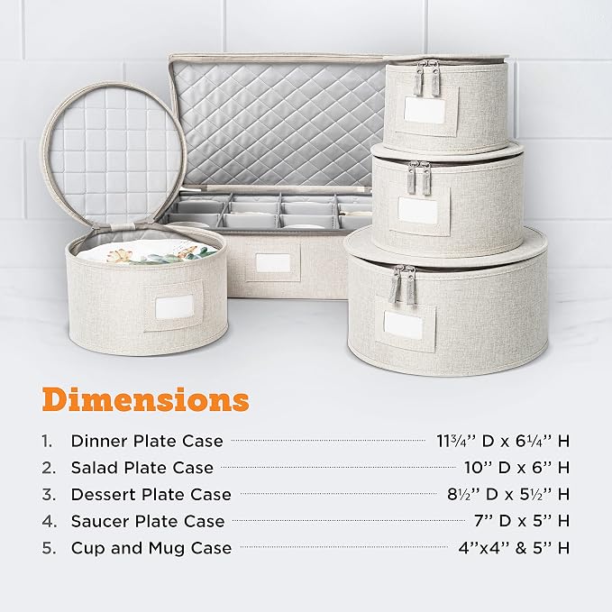storageLAB China Storage Containers, Containers for Organizing, Hard Shell Case, Felt Plate Dividers, Moving Supplies, Storage Box, Wine, Dishes, Glasses Storage, Charger Plates Storage Containers