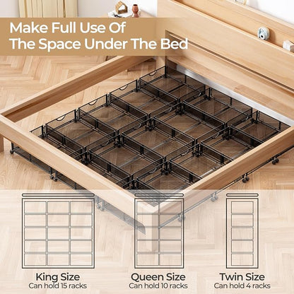 Yecaye Under Bed Storage with Wheels, 2 Pack Under Bed Shoe Storage Organizer Drawer, Tool-free Assembly Metal Underbed Storage Containers for Clothes, Shoes, Toys, Black