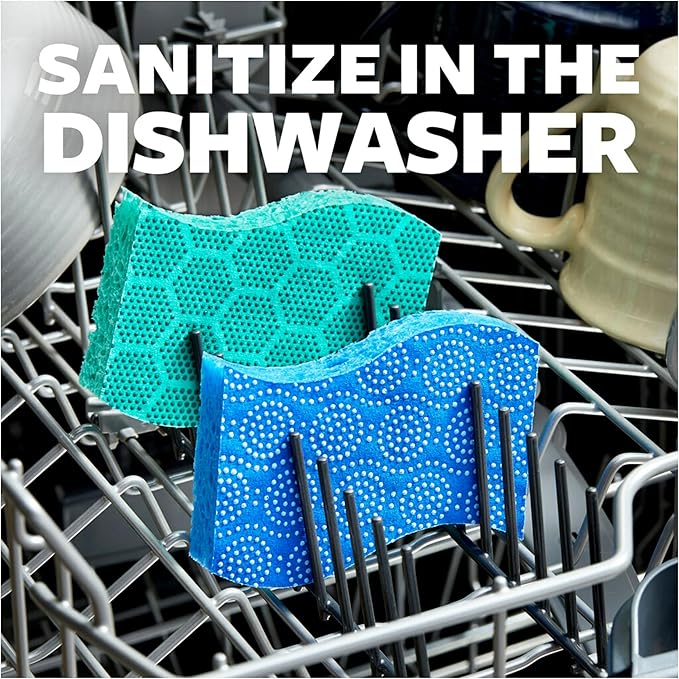 Scotch-Brite Scrub Dots Non-Scratch Scrub Sponges, Sponges for Cleaning Kitchen, Bathroom, and Household, Non-Scratch Sponges Safe for Non-Stick Cookware, 24 Scrubbing Sponges