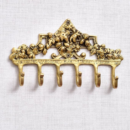 IndianShelf Gold Vintage Wall Hooks for Keys- Boho Key Holder Wall Mount - Coat Rack - Victorian Brass Coat Hooks- Decorative Key Hanger - Antique Shabby Chic Hat Rack- Towel Hooks for Bathrooms