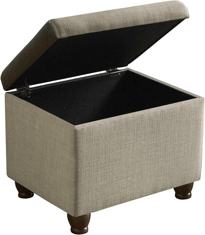 Spatial Order Home Decor | Upholstered MediumRectangular Storage Ottoman | Hinged Lid Ottoman with Storage for Living Room & Bedroom, Tan