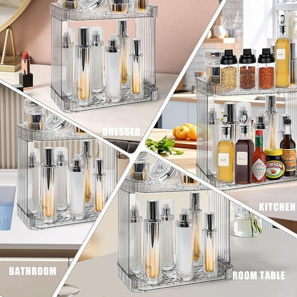 Bathroom Counter Organizer Cosmetics Skincare Organizers Skincare Makeup Organizer Countertop Holder for Perfume-2 Tier-Grey