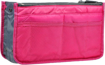 Vercord Purse Organizer Insert for Handbags Bag Organizers Inside Tote Pocketbook Women Nurse Nylon 13 Pockets Rose Medium