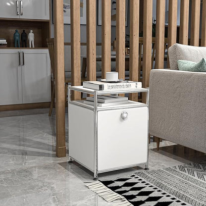 Simplink Matte Storage Cart with Flap Door, Large Capacity Storage Cart with Detachable Wheels, DIY Modern Home Furnishing, Great for Home, Office, Bedroom, Kitchen (White)