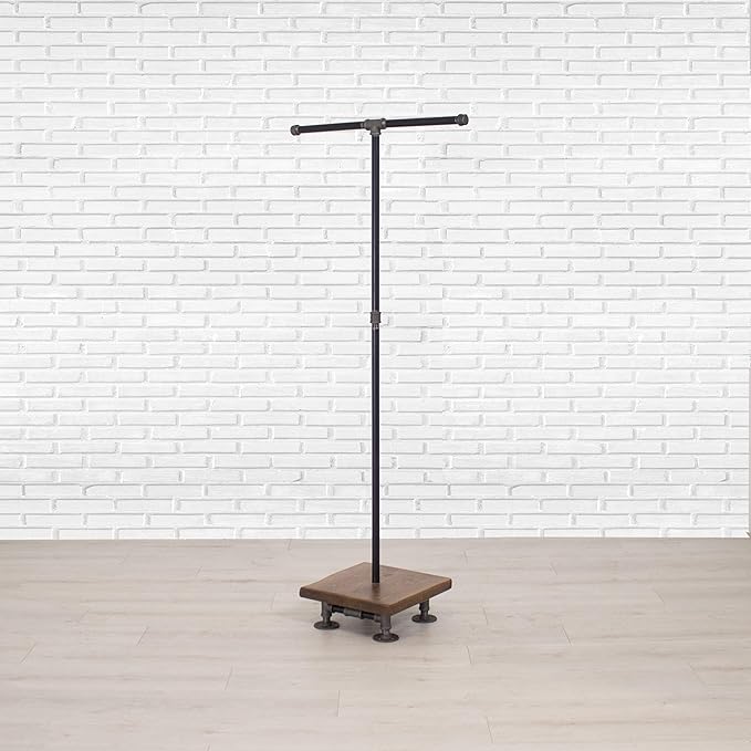 Industrial Pipe and Wood Clothes Rack 2-Way, Garment Rack, Clothing Rack, Closet Organizer, Clothing Storage and Display, Wood Shelving