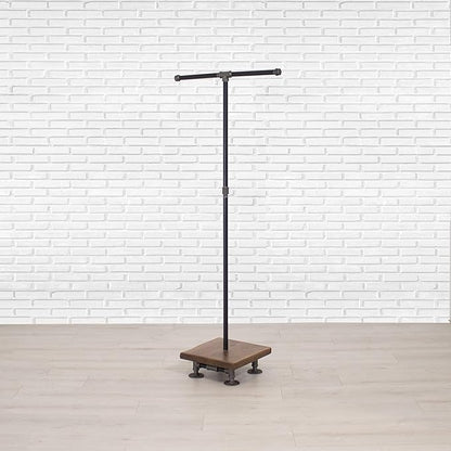Industrial Pipe and Wood Clothes Rack 2-Way, Garment Rack, Clothing Rack, Closet Organizer, Clothing Storage and Display, Wood Shelving