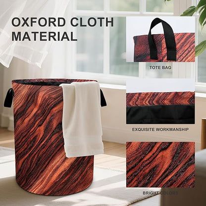 Wood Print Laundry Basket Laundry Hamper With Handles Collapsible Laundry Baskets Storage Basket For Room Bathroom Bedroom Decor