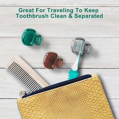 Mspan Toothbrush Protector Travel Cover: Brush Head Cap Cute Clip Case Bulk Guard - Oral Care Accessories Pod for Kids Adults