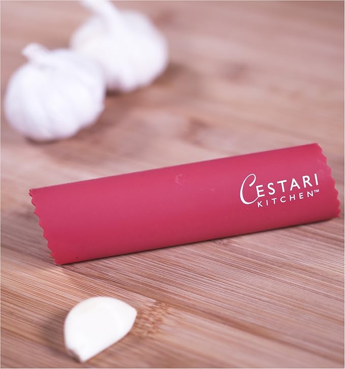 Cestari Silicone Garlic Peeler Roller Tube – Effortless Garlic Skin Remover for Home Cooks & Chefs – BPA-Free, Odor-Resistant, Dishwasher Safe Kitchen Tool – Fast, Mess-Free Prep – Red