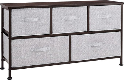 Amazon Basics Extra Wide Fabric 5-Drawer Storage Organizer Unit for Bedroom Closet, Bronze
