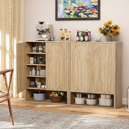 Shoe Cabinet, 5 Tier Wooden Shoe Storage Organizer Cabinet with Adjustable Shelves, Shoes Rack Accent Cabinet for Entryway Hallway Living Room, Natural