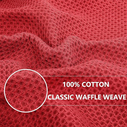 Homaxy 100% Cotton Waffle Weave Kitchen Dish Cloths, Ultra Soft Absorbent Quick Drying Dish Towels, 12 x 12 Inches, 18-Pack, Brick Red