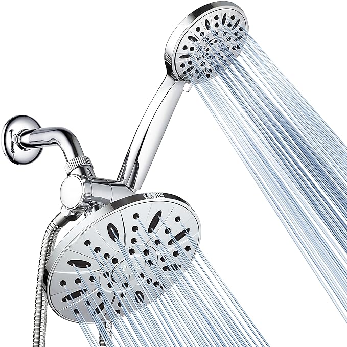 AquaDance 7" Premium High Pressure 3-Way Rainfall Combo Combines The Best of Both Worlds-Enjoy Luxurious Rain Showerhead and 6-Setting Hand Held Shower Separately or Together, Chrome
