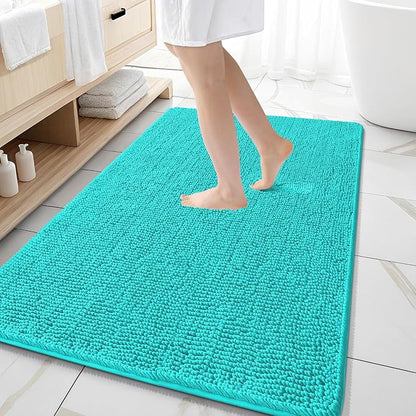 OLANLY Large Bathroom Rugs 59x35, Extra Soft Absorbent Chenille Bath Rugs, Rubber Backing Quick Dry, Machine Washable Bath Mats for Bathroom Floor, Tub and Shower, Home Decor Accessories, Teal