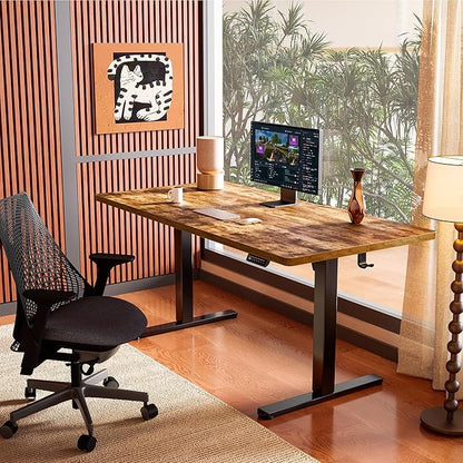 ErGear Height Adjustable Electric Standing Desk, 40 x 24 Inches Sit Stand up Desk, Small Memory Computer Home Office Desk with Two-Piece Desktop (Vintage Brown)